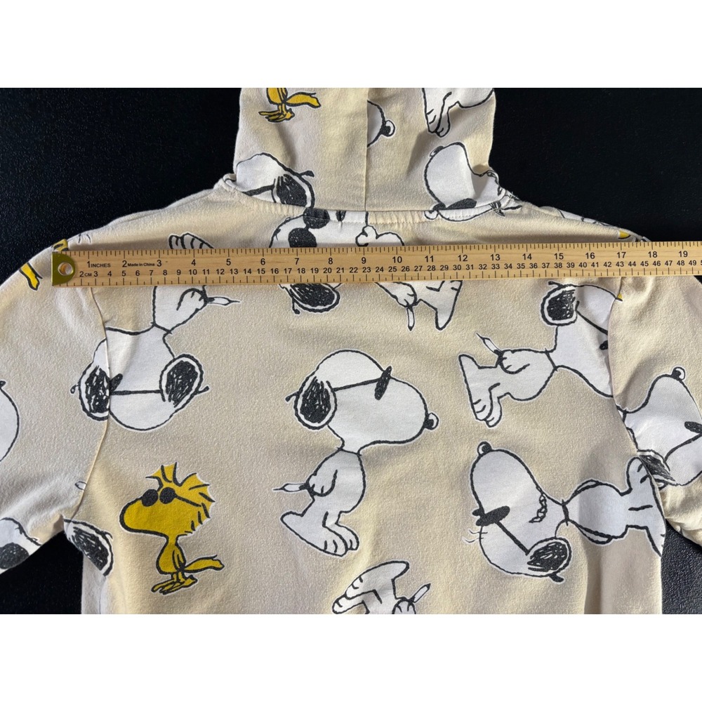 Peanuts Snoopy Woodstock Joe Cool All Over Print Hoodie Taupe Small LH42205HO - Picture 7 of 8